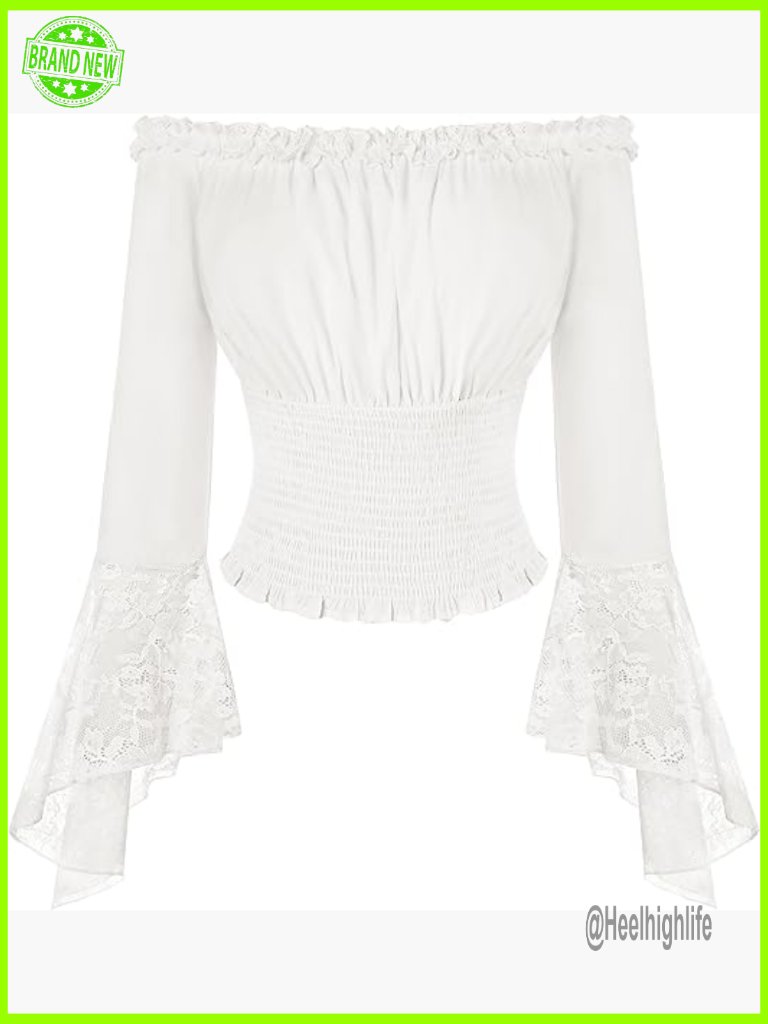 Renaissance Bell Sleeve Off Shoulder Blouse Peasant Dressy Top
